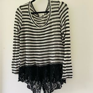 Striped Lace Top